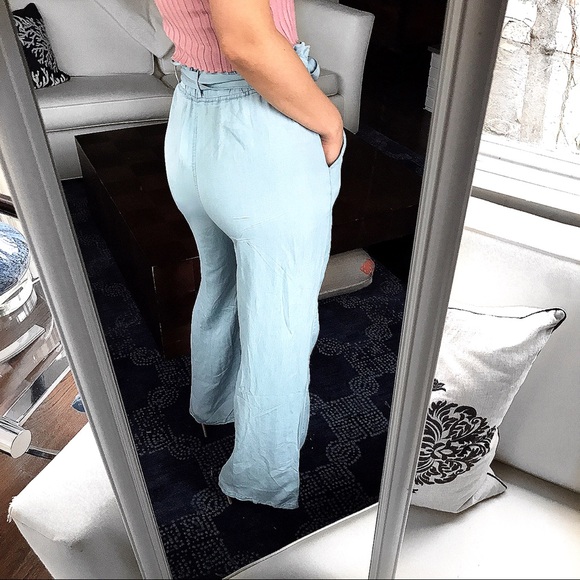 LAST ONE‼️S/L Light Blue High Waist Wide Leg Pants - Picture 3 of 8